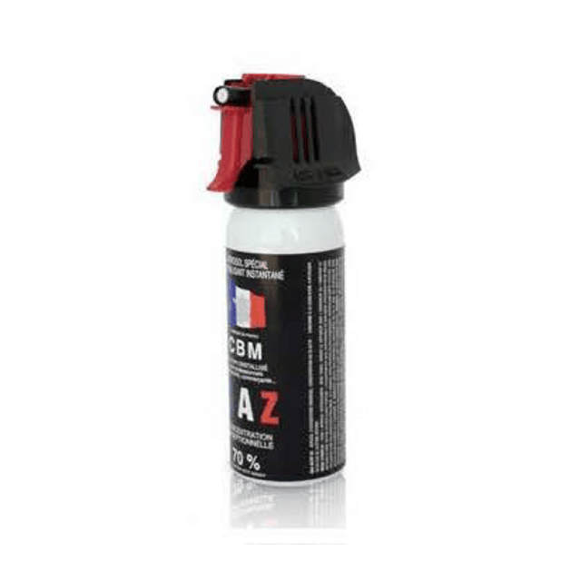 Aérosol de défense CBM gaz lacrymogène CS + Capot Accusol 50 ml