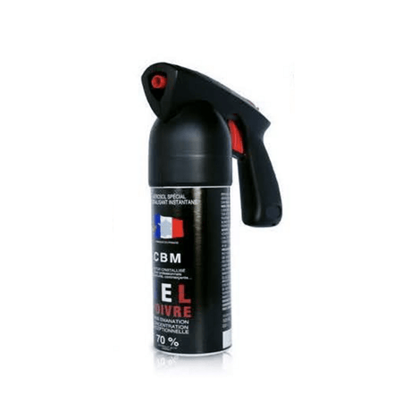 Aérosol de défense CBM gaz lacrymogène CS + Poignée Prodesign 500 ml