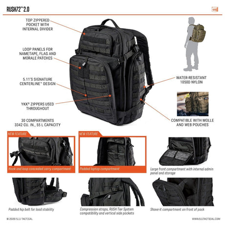 Sac à dos 5.11 Tactical Rush 72 2.0